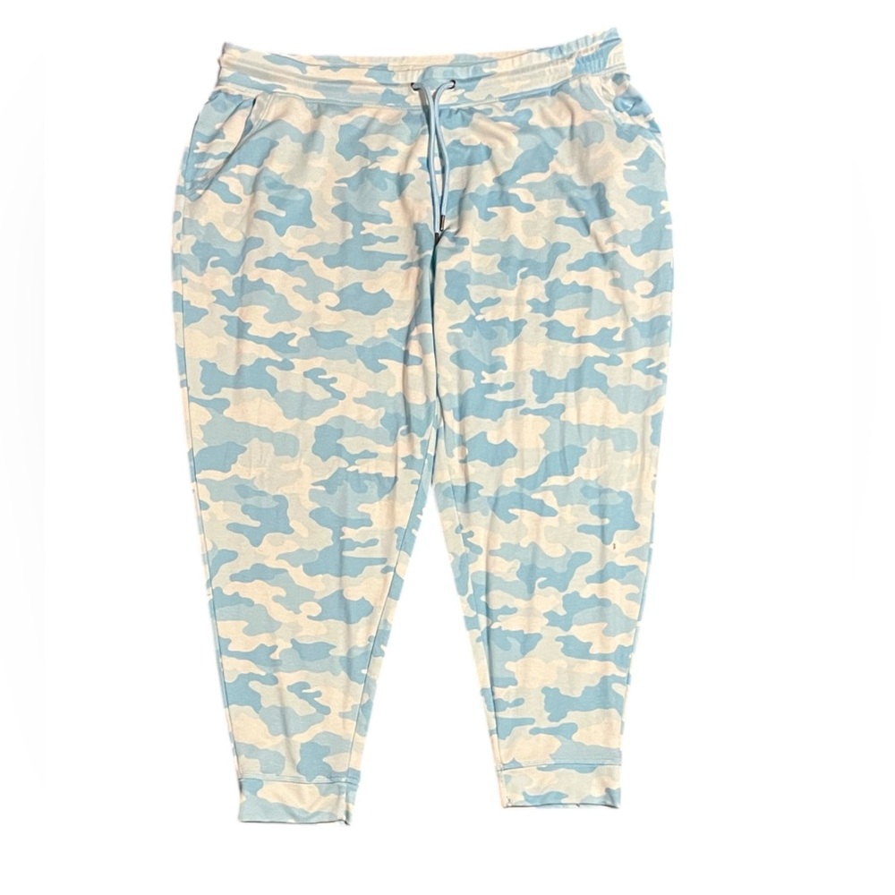 Ideology Blue and White Camouflage Plus Size Joggers with Pockets